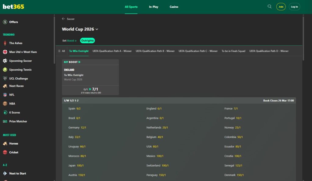 bet365 Enhanced Odds