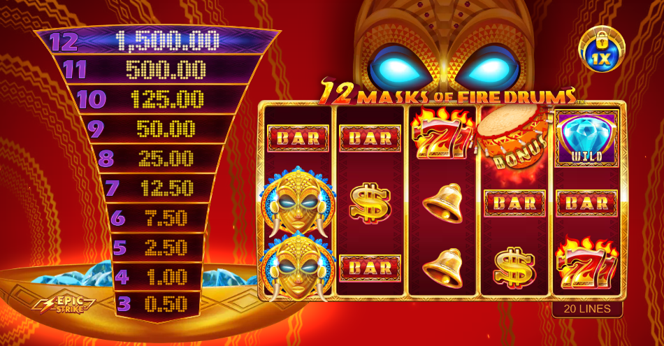 12 Masks of Fire Drums Slot Game