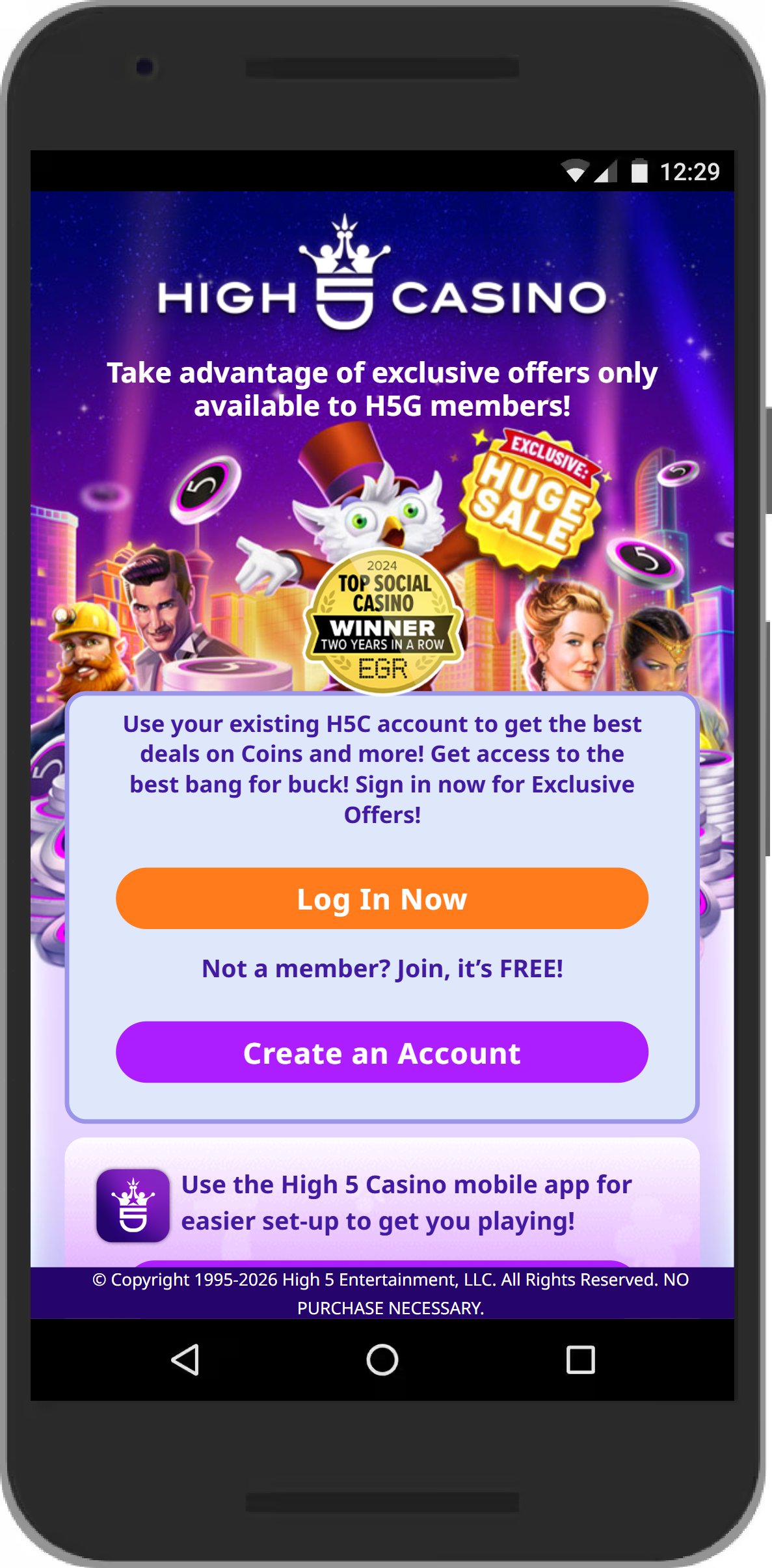 High 5 Casino Mobile Screenshot